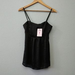 NWT Cabi Black Satin Tank Chemise Night Top